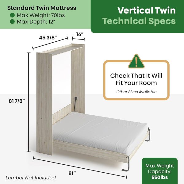 Adjustable vertical deluxe size wallbed mechanism